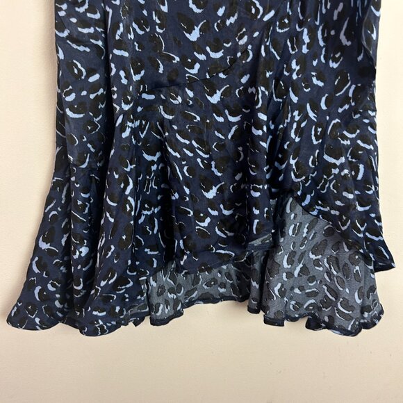 Eloquii Elements Skirt Womens 22 Plus Blue Animal Print Ruffle Midi - Picture 4 of 8